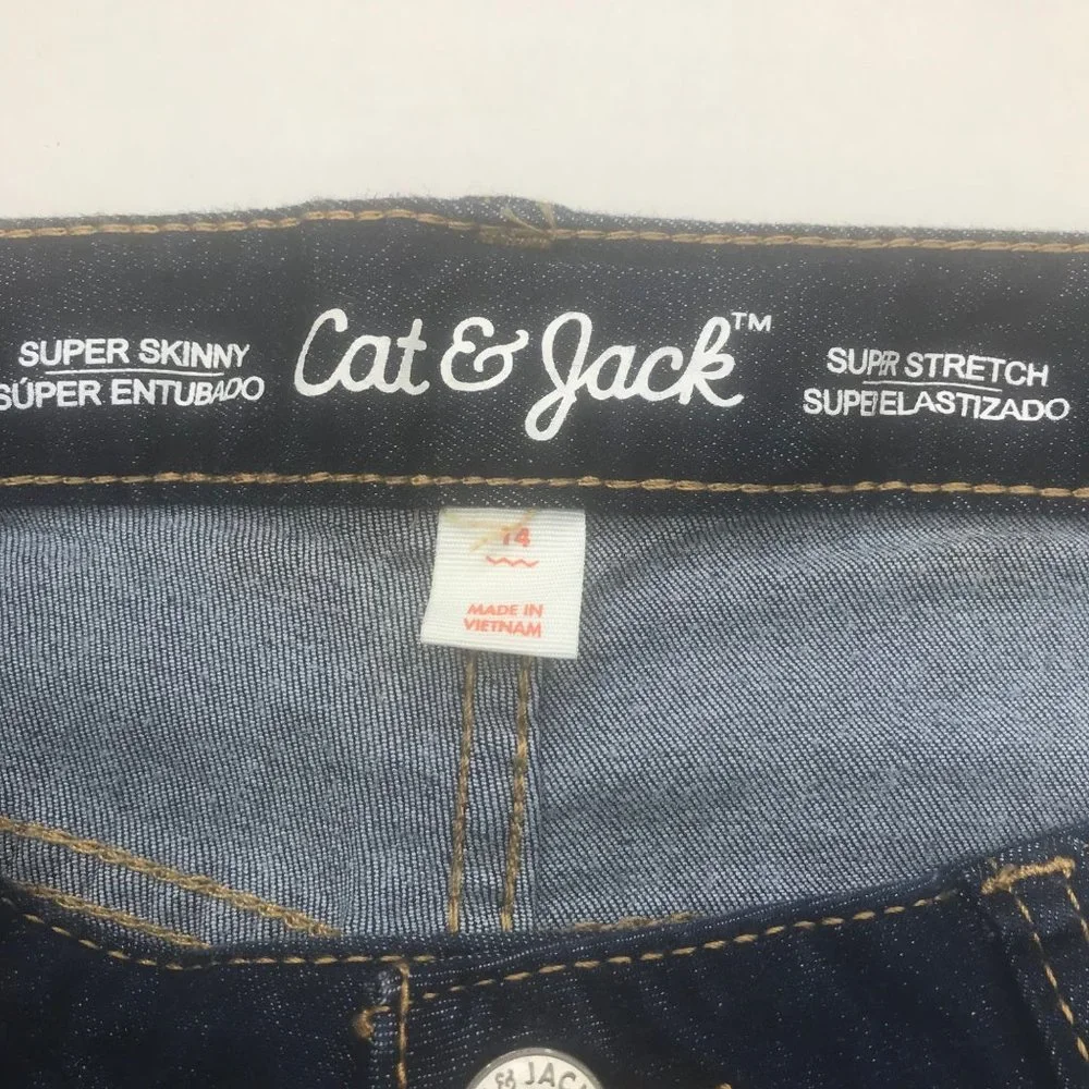 Cat & Jack Girl's Size 14 Adjustable Waist Super Skinny Jean Blue Denim New